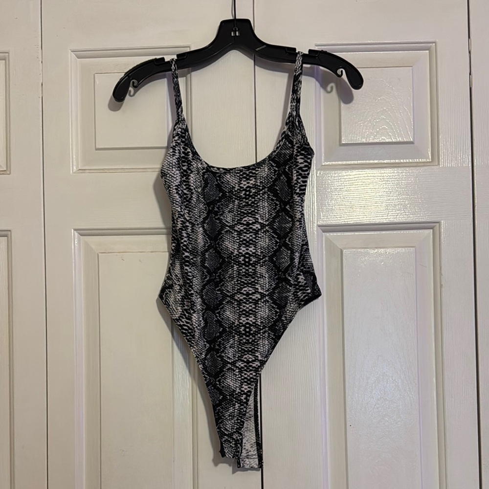SHEIN Black and Gray Bodysuit One Piece